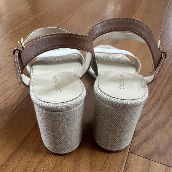 Cole Haan Women's Josie Block-Heel Sandals Ivory/Brown Size 8.5 - Picture 4 of 11